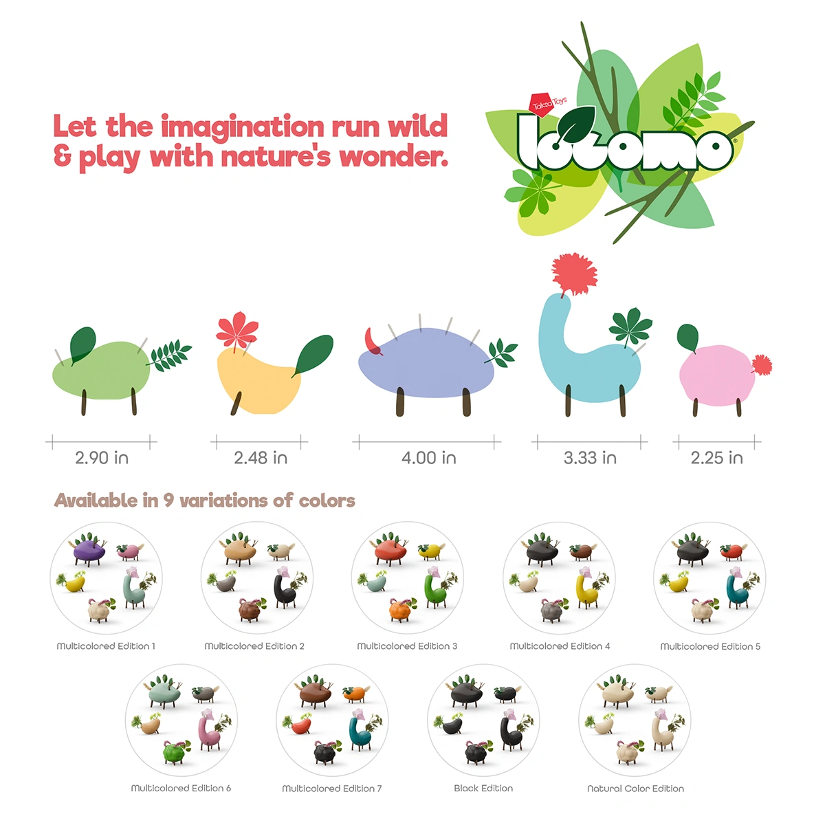 LOCOMO® Friends ของเล่นสำรวจธรรมชาติพร้อมตัวละคร 5 ตัว และชุดสีให้เลือก 6 แบบ สำหรับสร้างตัวละครจากใบไม้ กิ่งไม้ ดอกไม้ และสิ่งรอบตัว