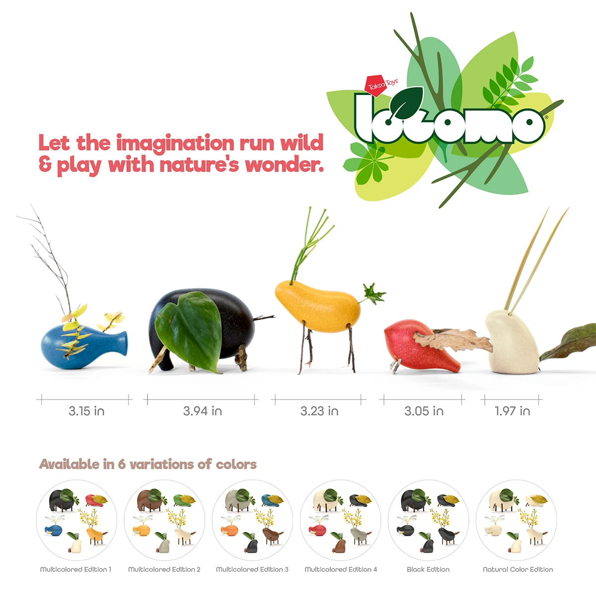 LOCOMO® Family ของเล่นสำรวจธรรมชาติพร้อมตัวละคร 5 ตัว และชุดสีให้เลือก 6 แบบ สำหรับสร้างตัวละครจากใบไม้ กิ่งไม้ ดอกไม้ และสิ่งรอบตัว