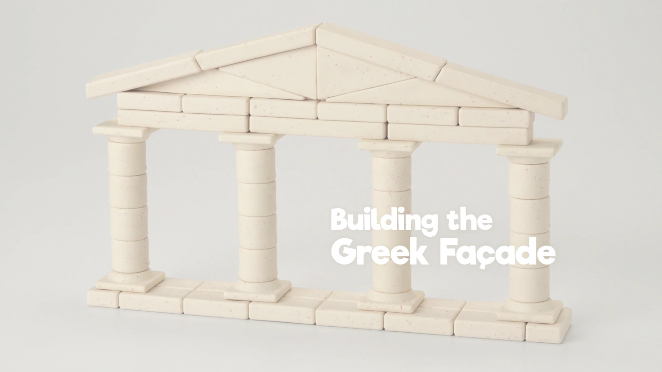 Arch-Kid-Tech® Greek Façade with columns and horizontal beams showing structural support and proportion.