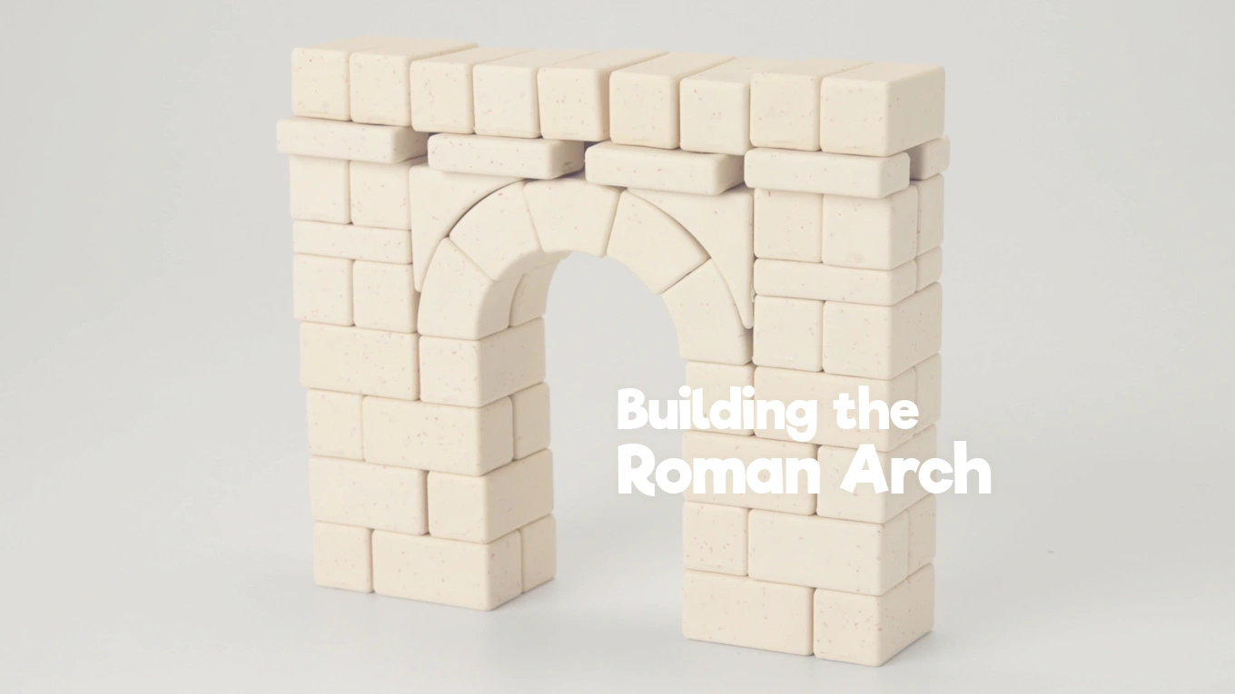 Arch-Kid-Tech® Roman Arch demonstrating the keystone principle and compression-based structure.