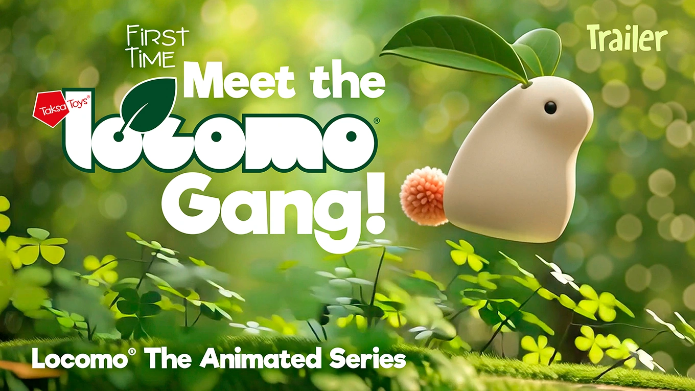 Animated LOCOMO® character in a natural setting, introducing the LOCOMO® Animated Series where nature and imagination come together.